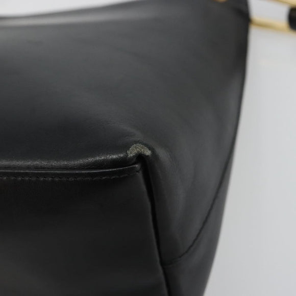 GUCCI Bamboo Shoulder Bag Leather Black Gold 001 3008 Auth 182382