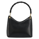 GUCCI Bamboo Shoulder Bag Leather Black Gold 001 3008 Auth 182382-2