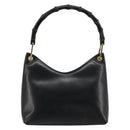 GUCCI Bamboo Shoulder Bag Leather Black Gold 001 3008 Auth 182382-3