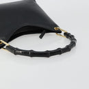 GUCCI Bamboo Shoulder Bag Leather Black Gold 001 3008 Auth 182382-7