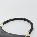 GUCCI Bamboo Shoulder Bag Leather Black Gold 001 3008 Auth 182382-8