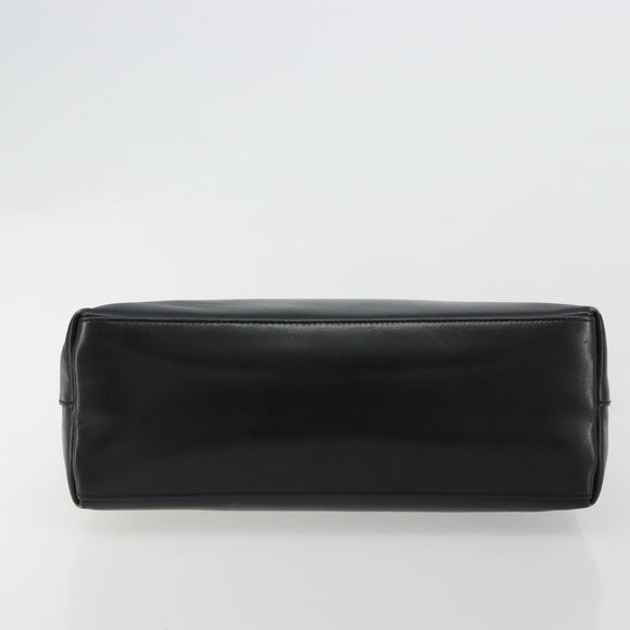 GUCCI Bamboo Shoulder Bag Leather Black Gold 001 3008 Auth 182382