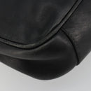 GUCCI Bamboo Hand Bag Leather Black Gold Auth 182385-11
