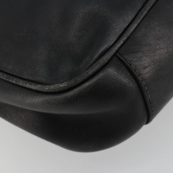 GUCCI Bamboo Hand Bag Leather Black Gold Auth 182385