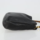 GUCCI Bamboo Hand Bag Leather Black Gold Auth 182385-4
