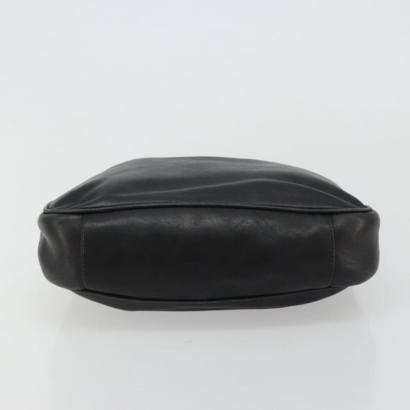 GUCCI Bamboo Hand Bag Leather Black Gold Auth 182385