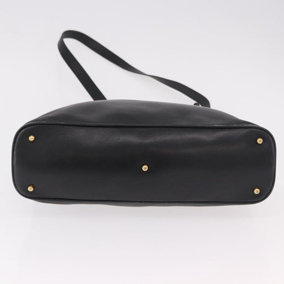 GUCCI Bamboo Hand Bag Leather 2way Black Gold 000 3780 0289 Auth 182386