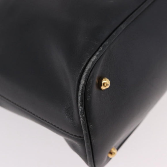 GUCCI Bamboo Hand Bag Leather 2way Black Gold 000 3780 0289 Auth 182386