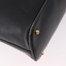 GUCCI Bamboo Hand Bag Leather 2way Black Gold 000 3780 0289 Auth 182386-14