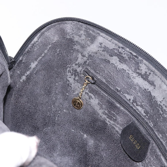 GUCCI Bamboo Hand Bag Leather 2way Black Gold 000 3780 0289 Auth 182386