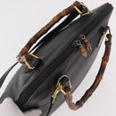 GUCCI Bamboo Hand Bag Leather 2way Black Gold 000 3780 0289 Auth 182386-6