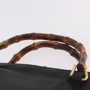 GUCCI Bamboo Hand Bag Leather 2way Black Gold 000 3780 0289 Auth 182386-8
