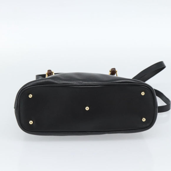 GUCCI Bamboo Handtasche Leder 2-Wege Schwarz Gold 000 122 0290 Auth 182387