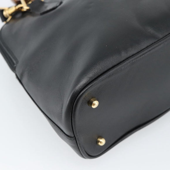 GUCCI Bamboo Handtasche Leder 2-Wege Schwarz Gold 000 122 0290 Auth 182387