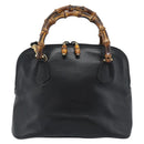 GUCCI Bamboo Handtasche Leder 2-Wege Schwarz Gold 000 122 0290 Auth 182387-2
