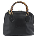 GUCCI Bamboo Handtasche Leder 2-Wege Schwarz Gold 000 122 0290 Auth 182387-3