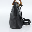 GUCCI Bamboo Handtasche Leder 2-Wege Schwarz Gold 000 122 0290 Auth 182387-4
