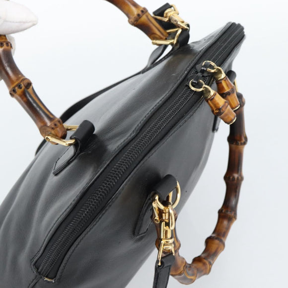 GUCCI Bamboo Handtasche Leder 2-Wege Schwarz Gold 000 122 0290 Auth 182387
