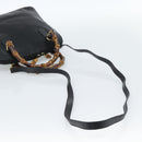 GUCCI Bamboo Handtasche Leder 2-Wege Schwarz Gold 000 122 0290 Auth 182387-9