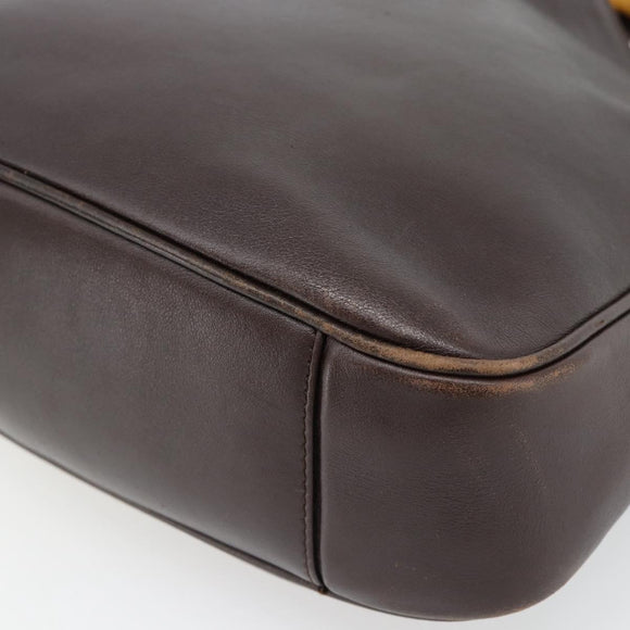 GUCCI Bamboo Hand Bag Leather 2way Black Gold 001 2113 1638 Auth 182388
