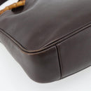 GUCCI Bamboo Hand Bag Leather 2way Black Gold 001 2113 1638 Auth 182388-15