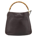 GUCCI Bamboo Hand Bag Leather 2way Black Gold 001 2113 1638 Auth 182388-2