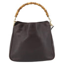 GUCCI Bamboo Hand Bag Leather 2way Black Gold 001 2113 1638 Auth 182388-3