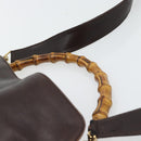 GUCCI Bamboo Hand Bag Leather 2way Black Gold 001 2113 1638 Auth 182388-8