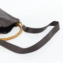 GUCCI Bamboo Hand Bag Leather 2way Black Gold 001 2113 1638 Auth 182388-9