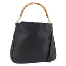 GUCCI Bamboe Handtas Leer 2way Zwart Goud 001 1577 1781 Auth 182389-1