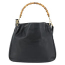 GUCCI Bamboe Handtas Leer 2way Zwart Goud 001 1577 1781 Auth 182389-2