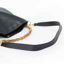 GUCCI Bamboe Handtas Leer 2way Zwart Goud 001 1577 1781 Auth 182389-8