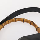 GUCCI Bamboo Hand Bag Leather 2way Black Gold 001 1705 1638 Auth 182390-10