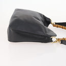 GUCCI Bamboo Hand Bag Leather 2way Black Gold 001 1705 1638 Auth 182390-4