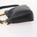 GUCCI Bamboo Hand Bag Leather 2way Black Gold 001 1705 1638 Auth 182390-5