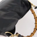 GUCCI Bamboo Hand Bag Leather 2way Black Gold 001 1705 1638 Auth 182390-6