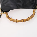 GUCCI Bamboo Hand Bag Leather 2way Black Gold 001 1705 1638 Auth 182390-9