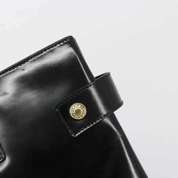 GUCCI Tote Bag Patent leather Black Gold Auth 182391