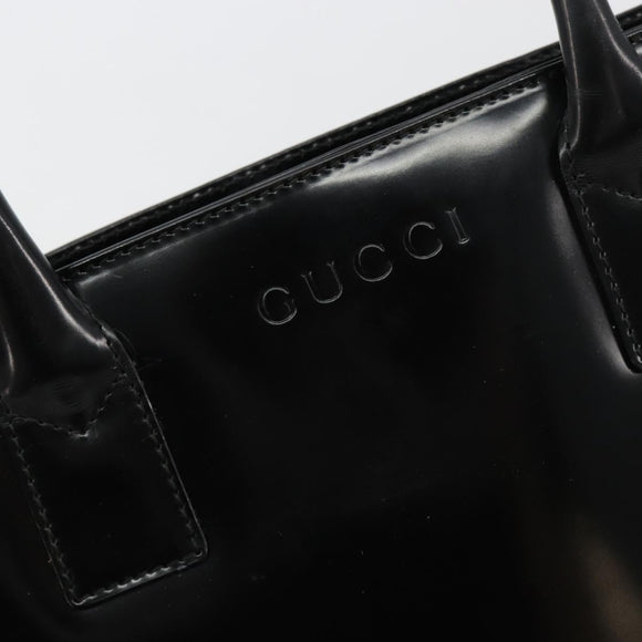 GUCCI Tote Bag Patent leather Black Gold Auth 182391
