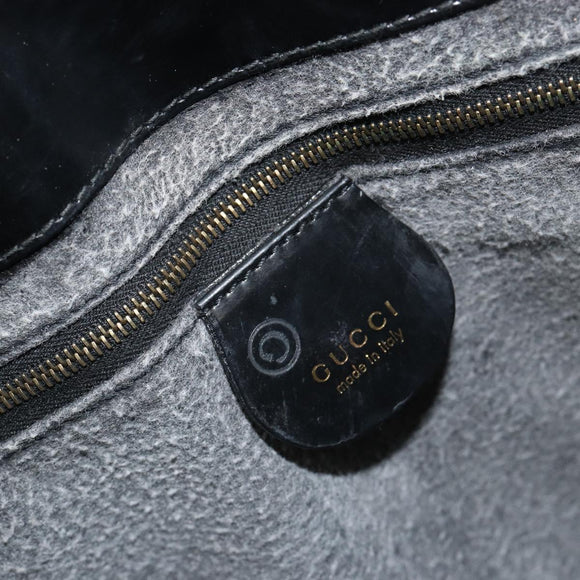 GUCCI Tote Bag Patent leather Black Gold Auth 182391