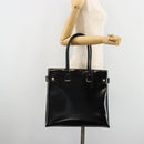 GUCCI Tote Bag Patent leather Black Gold Auth 182391-24