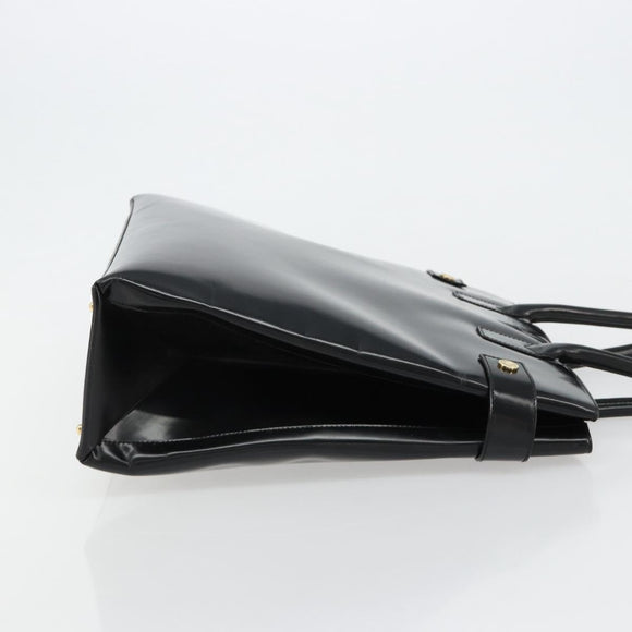 GUCCI Tote Bag Patent leather Black Gold Auth 182391