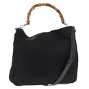 GUCCI Bamboo Hand Bag Nylon 2way Black Silver 001 1998 1577 Auth 182393-1