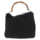 GUCCI Bamboo Hand Bag Nylon 2way Black Silver 001 1998 1577 Auth 182393-2