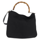 GUCCI Bamboo Hand Bag Nylon 2way Black Silver 001 1998 1577 Auth 182393-3