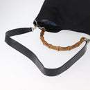 GUCCI Bamboo Hand Bag Nylon 2way Black Silver 001 1998 1577 Auth 182393-9