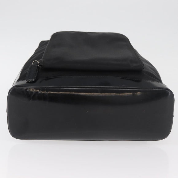 GUCCI Bamboo Shoulder Bag Patent Black Silver 003 2058 0059 5 Auth 182394