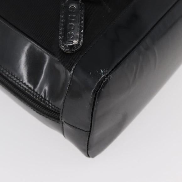 GUCCI Bamboo Shoulder Bag Patent Black Silver 003 2058 0059 5 Auth 182394