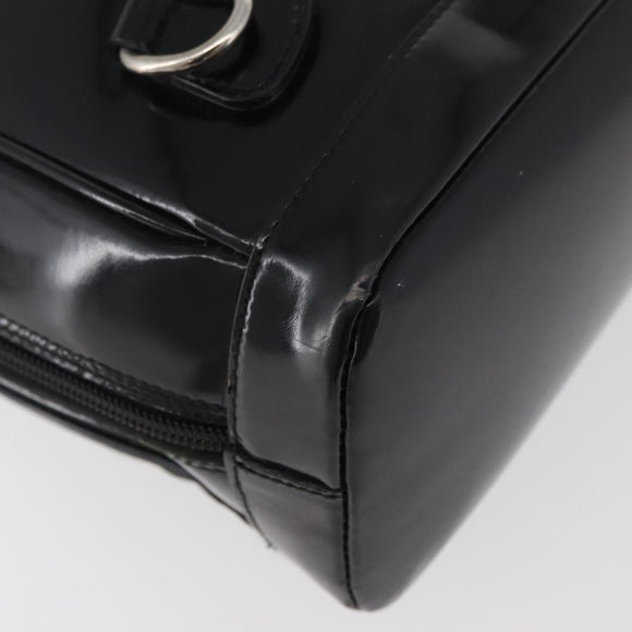 GUCCI Bamboo Shoulder Bag Patent Black Silver 003 2058 0059 5 Auth 182394