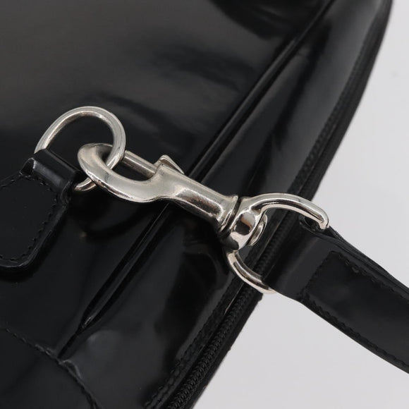 GUCCI Bamboo Shoulder Bag Patent Black Silver 003 2058 0059 5 Auth 182394